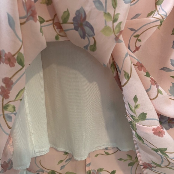 Gina Peters Floral Maxi Baby Pink Pastel Skirt Vintage Made In USA Size 14 Lined - Picture 5 of 7
